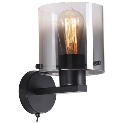 Searchlight Sweden Applique 1 lumière noir mat et verre fumé