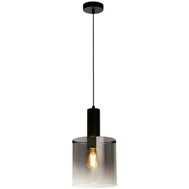 Sweden Pendant Matt Black, Smoked Ombre Glass - Searchlight