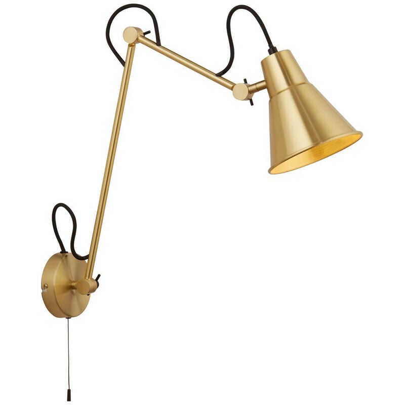 Swing Arm Wall Light Brass Metal - Searchlight