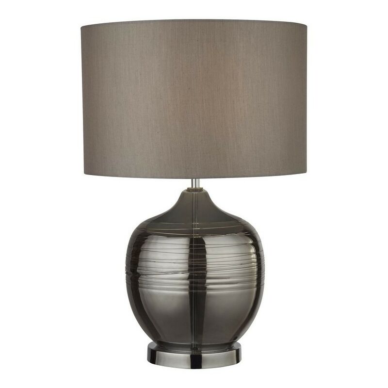 Searchlight Lighting - Searchlight - Table Lamp Smoked Ridged with Grey Drum Shade