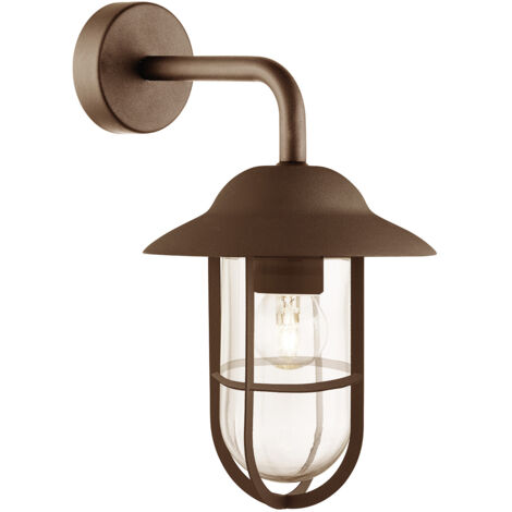 Searchlight Toronto Staffa da parete per esterno a 1 luce, vetro trasparente marrone ruggine IP44