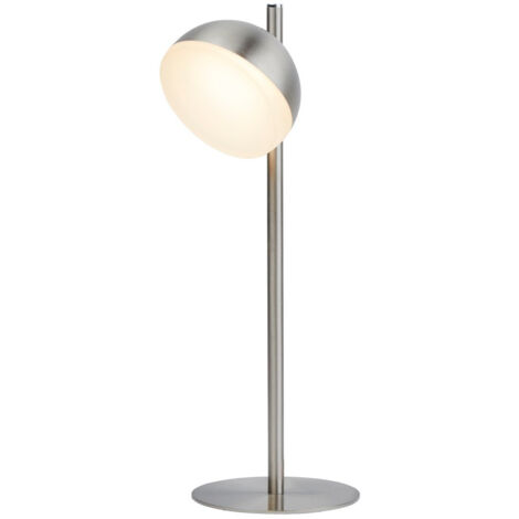 Searchlight Tully Lampe de table en métal argenté satiné et abat-jour givré