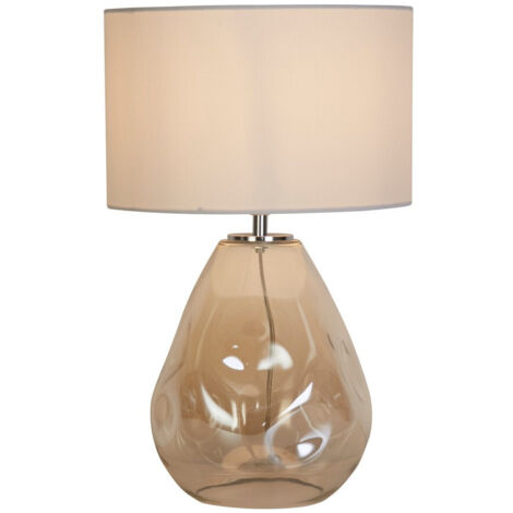 Searchlight Twist Lampada da tavolo 1 luce, ceramica con paralume in lino