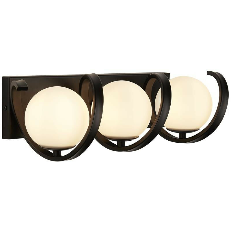 Image of Searchlight Twister Applique a 3 luci, nero opaco, vetro opale opaco