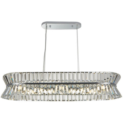 Searchlight Uptown Lampada a sospensione ovale a 10 luci cromata, cristallo trasparente