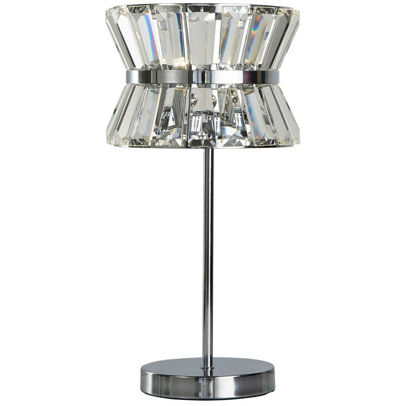 Image of Uptown Lampada da tavolo a 2 luci Cromo, cristallo trasparente - Searchlight