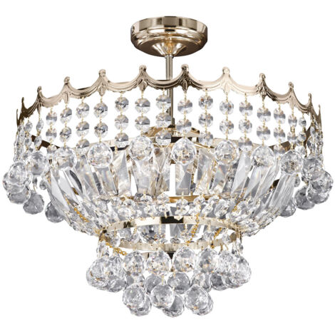Searchlight Versailles - Lampadario a 5 luci in cristallo finitura oro, attacco E14