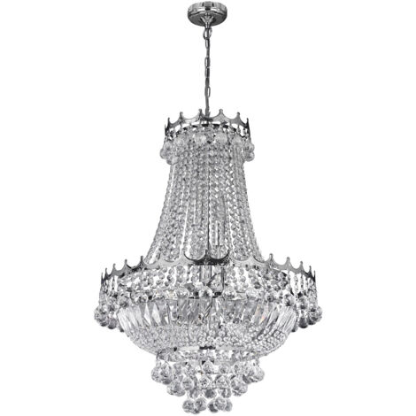 Searchlight Versailles - Lampadario in cristallo a 9 luci con finitura cromata, attacco E14
