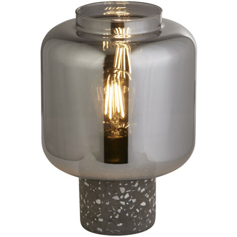 Searchlight Vessel Lampada da tavolo con base in terrazzo e vetro fumé