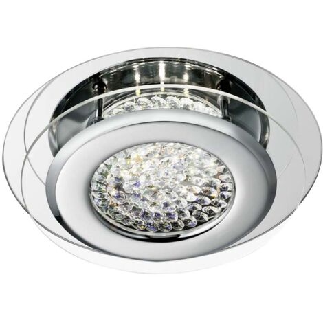 Searchlight Vesta - Plafoniera LED tonda a filo cromata con centro in cristallo