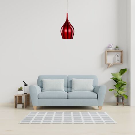 Searchlight Vibrant - Luminaire suspendu à 1 ampoule, petit dôme, rouge, E14