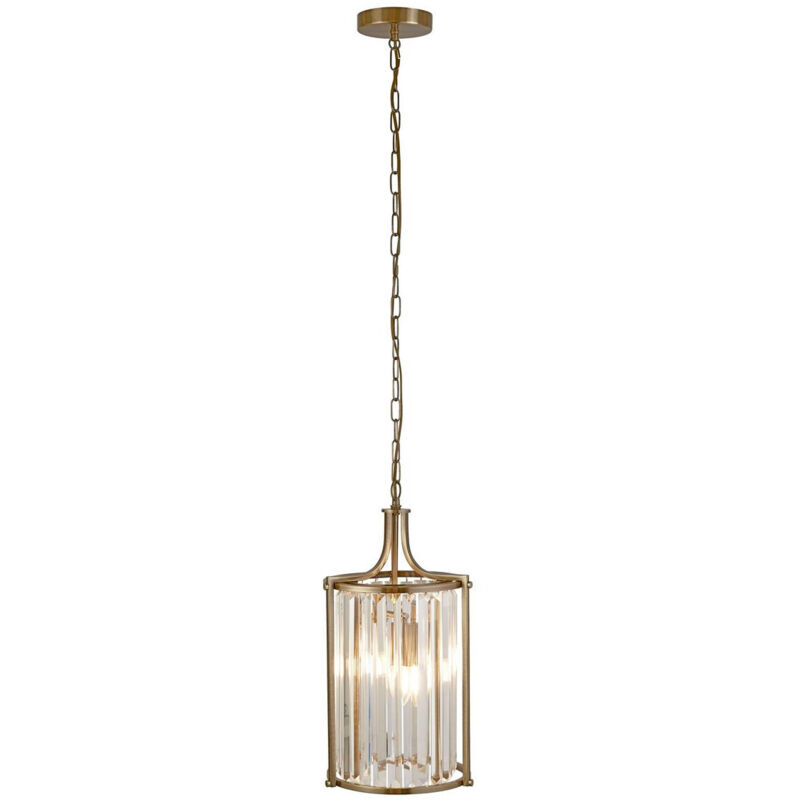 Searchlight - Victoria 2 Light Pendant Antique Brass, Clear Crystal