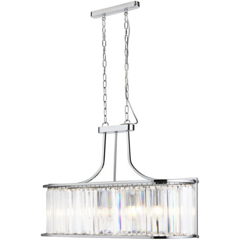 Searchlight Victoria - Lampada a sospensione a 5 barre cromate, con vetro, attacco E27
