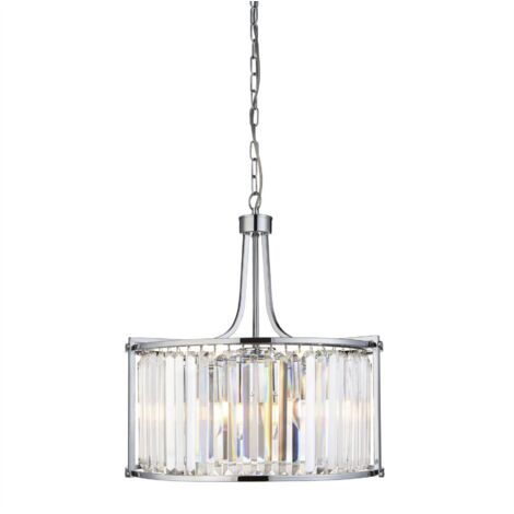 Searchlight Victoria - Luminaire suspendu rond à 5 ampoules, chrome, avec verre, E27