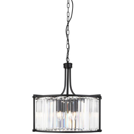 Searchlight Victoria - Luminaire suspendu rond à 5 ampoules noir mat, avec verre, E27