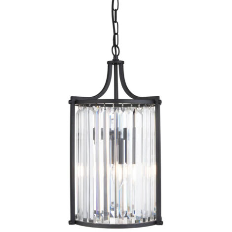 Searchlight Victoria Suspension à 2 lampes, noir mat, verre cristal