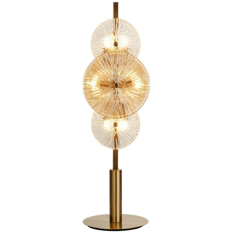 Wagon Wheel 6 Light Table Lamp, Bronze Amber Glass - Searchlight