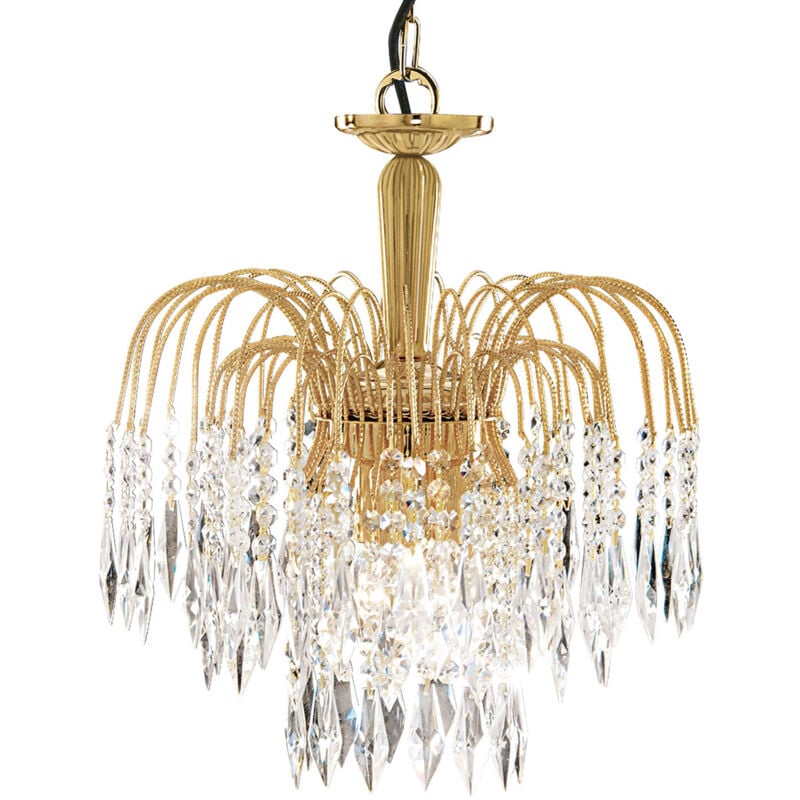 Searchlight - Lampadario Classico Waterfall Acciaio Oro Vetro 3 Luci E14