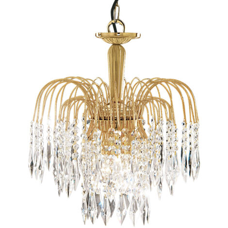 Searchlight Waterfall - Lampadario Cristallo 3 Luci Finitura Oro, E14