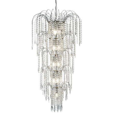 Searchlight Waterfall - Lampadario in cristallo a 13 luci con finitura cromata, attacco E14