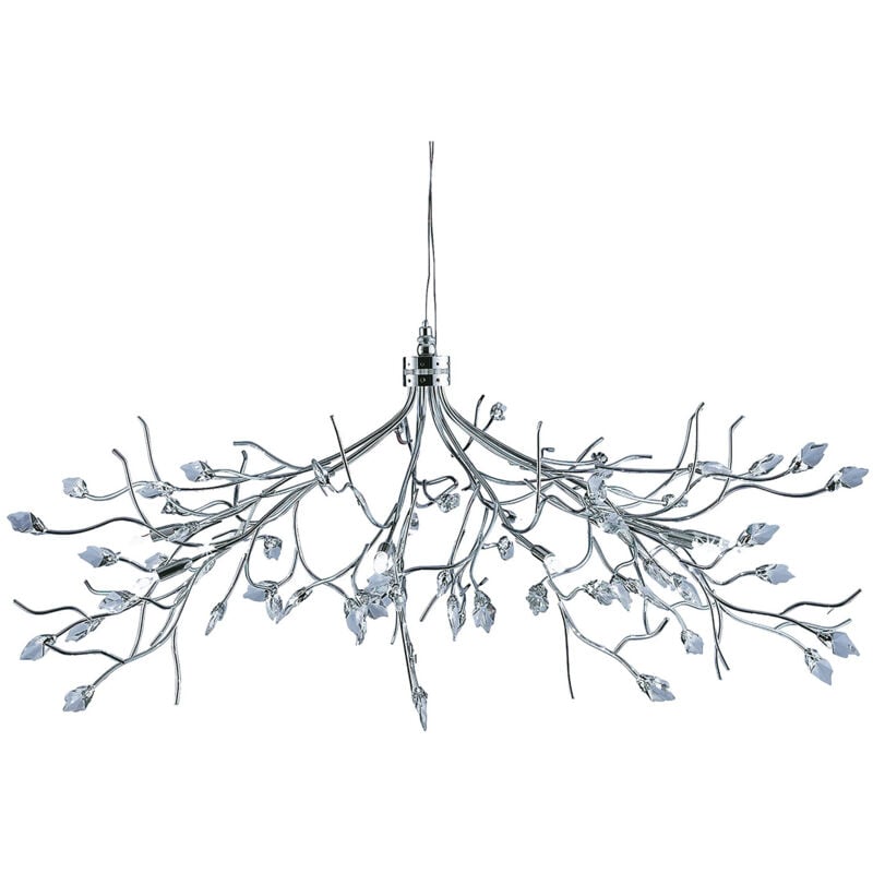 Image of Searchlight - Wisteria - Lampadario a 10 luci a soffitto con design floreale cromato con cristalli, lampadina G4