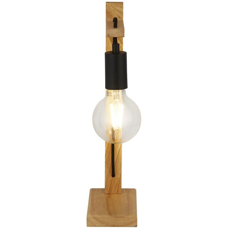Searchlight - Woody Table Lamp Natural Wood, Black Metal