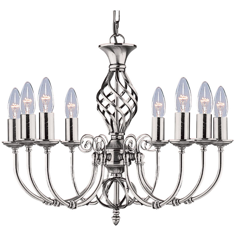 Lampadario Classico Zanzibar Acciaio Argento 8 Luci E14