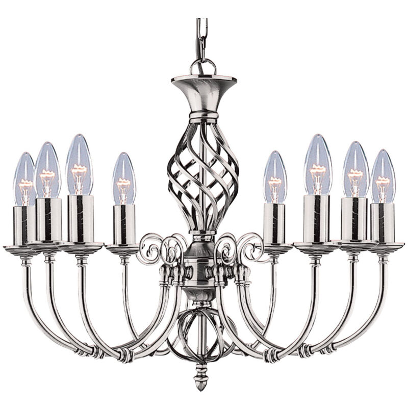 Lampadario Classico Zanzibar Acciaio Argento 8 Luci E14