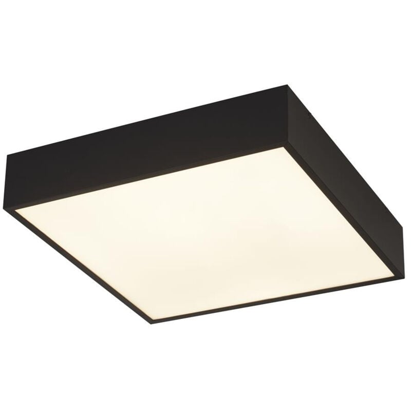 Zeus Plafonnier de salle de bain carré à 1 lumière, noir 3000K IP44 - Searchlight