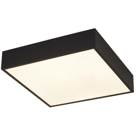 Searchlight Zeus Plafonnier de salle de bain carré à 1 lumière, noir 3000K IP44
