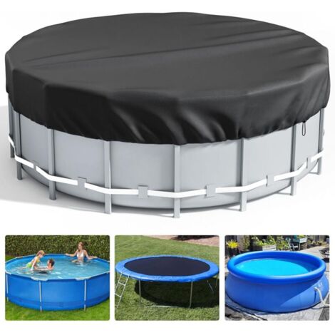 Season Above Ground Pool Cover, Protective Pool Cover, Round Outdoor Hot Tub Cover, Ideal for Keeping Your Pool Clean (3m, Black) MUMU