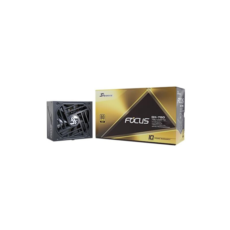 Seasonic - Focus GX-750 atx 3.0, alimentation, ATX12V 3.0, 80 Plus Gold, 750 Watt, modulaire, connecteur PCIe 5.0 - 12VHPWR, noir (FOCUS-GX-750-ATX30)