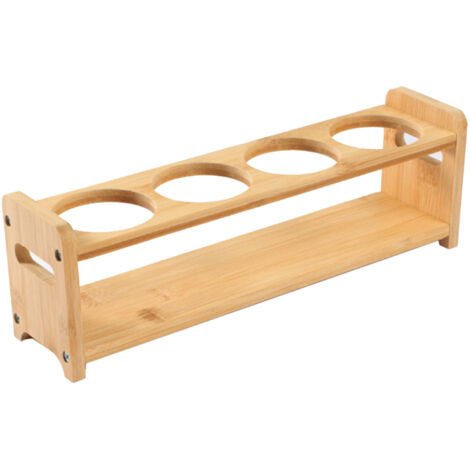 Seasoning Storage Stand Bamboo Wood 4 Holes Multifunctional Anti Slip Space Saving Oil Bottle Rack Kitchen Supplies Round Slots