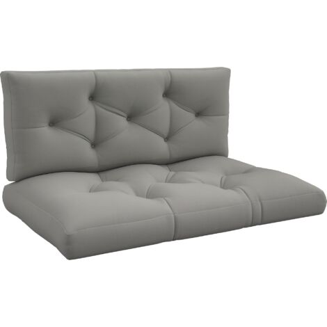 Seat and Back Padded Pallet Cushion Set - Light Grey