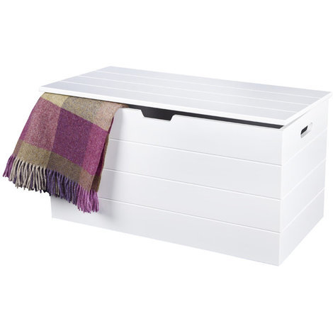 Seaton White Wooden Storage Chest with Soft Close Hinges // Scandinavian-inspired Blanket Box / Ottoman / Toy Box - White