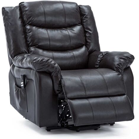 SEATTLE BROWN ELECTRIC RISE LEATHER RECLINER ARMCHAIR SOFA HOME LOUNGE CHAIR