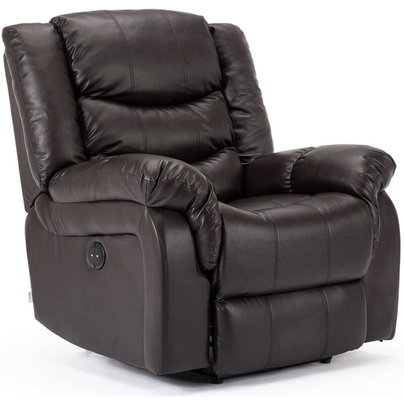 Seattle Electric Brown Leather Auto Recliner Armchair Sofa Home Lounge Chair