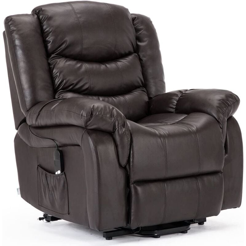 More4homes - seattle brown electric rise leather recliner armchair sofa home lounge chair