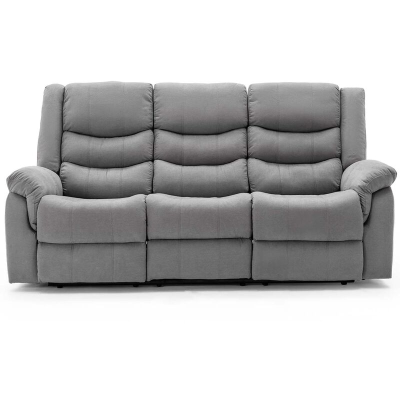 Seattle Electric Fabric Recliner Sofa 3+2+1 Suite Sofa Armchair Set Grey 3 Seater