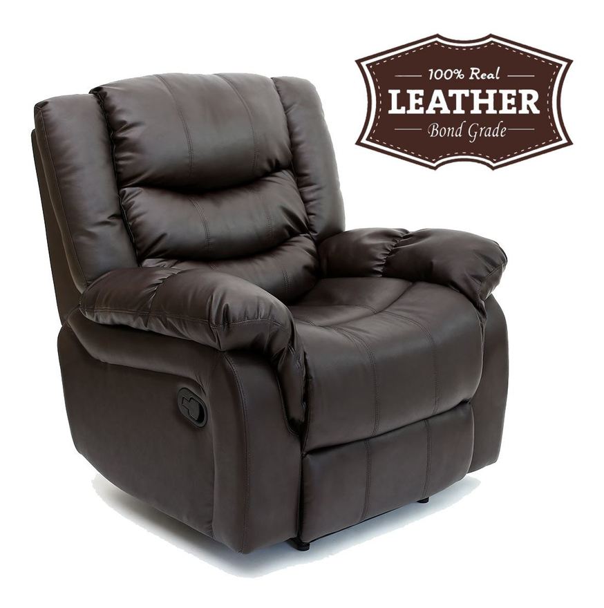 Seattle Brown Leather Recliner Armchair Sofa Home Lounge Chair Reclining