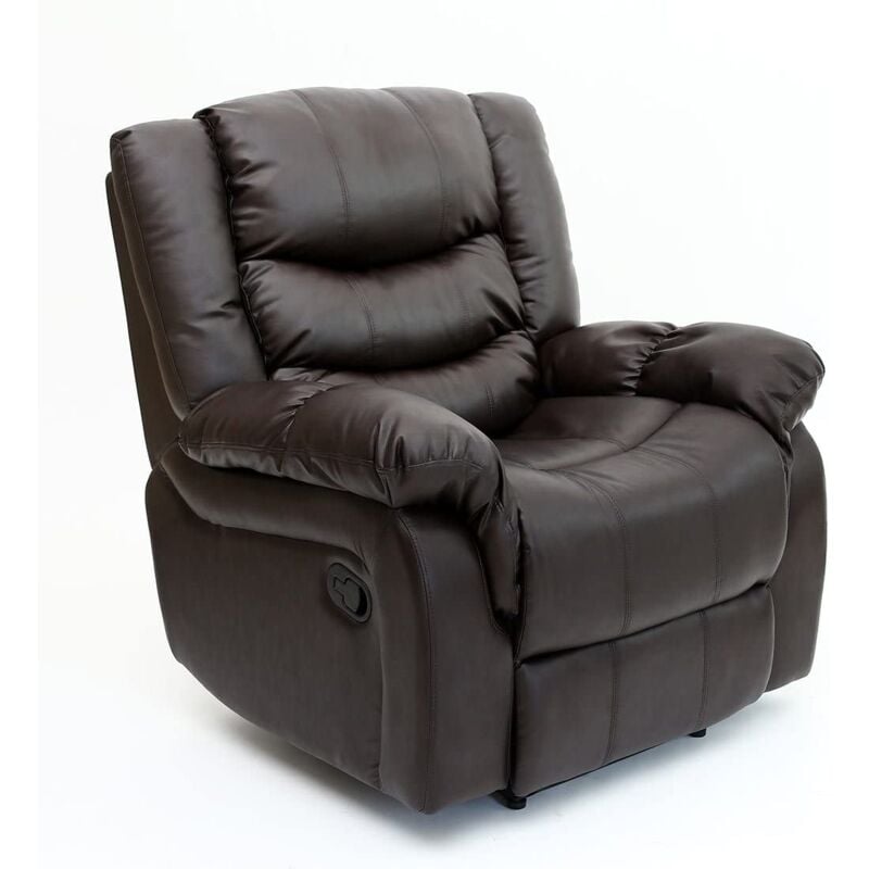 Seattle Brown Leather Recliner Armchair Sofa Home Lounge Chair Reclining