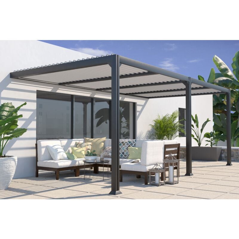 Couleurs Du Monde - Seattle - Pergola Adossee Bioclimatique 3X6M En Aluminium