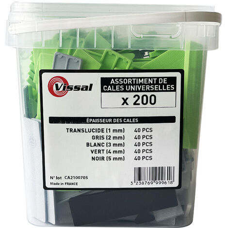 Seau 200 cales universelles 1mm à 5mm - Viswood