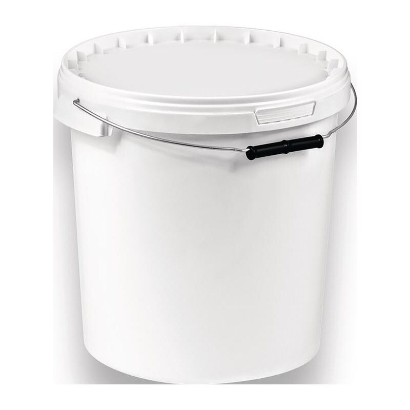 Seau 15 l PP blanc avec poignée et couvercle cloche D. 315 mm hauteur 290 mm