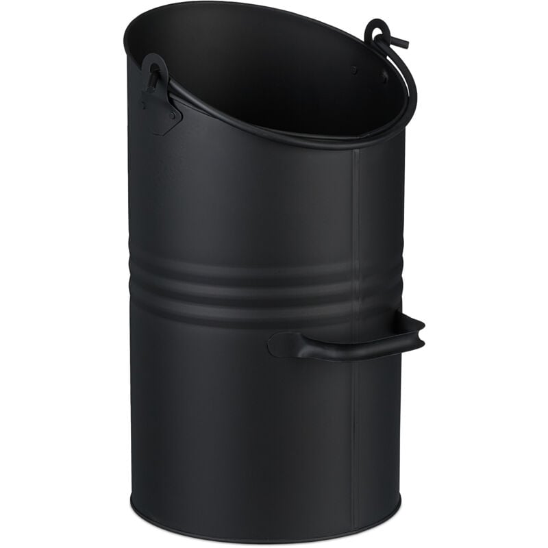 Relaxdays - Charbonnière, 12 litres, fer, avec anse et poignée, seau à charbon pour cheminée ou grill, à remplir, noire