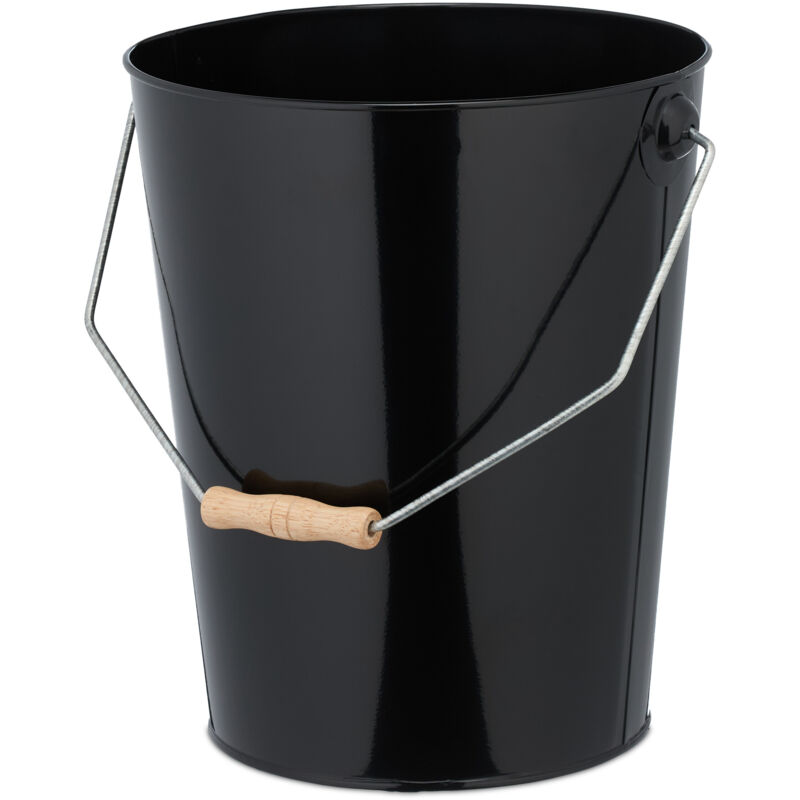Relaxdays - Charbonnière avec poignée, 14 litres, seau à charbon, briquettes, accessoires cheminée, stockage pellets, noir