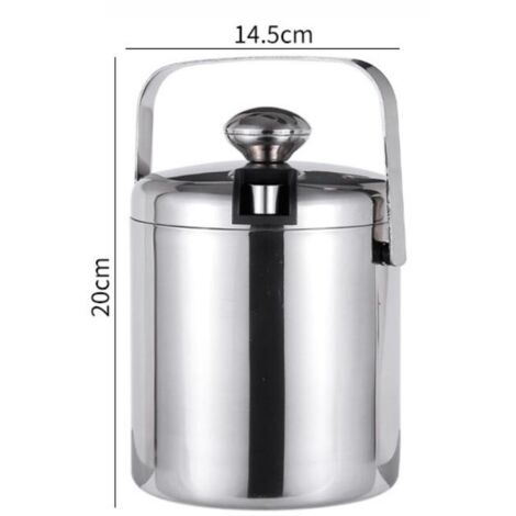 Seau à glace de 1,3L en acier inoxydable pour fêtes, apéritifs et maintien glaçons et boissons frais