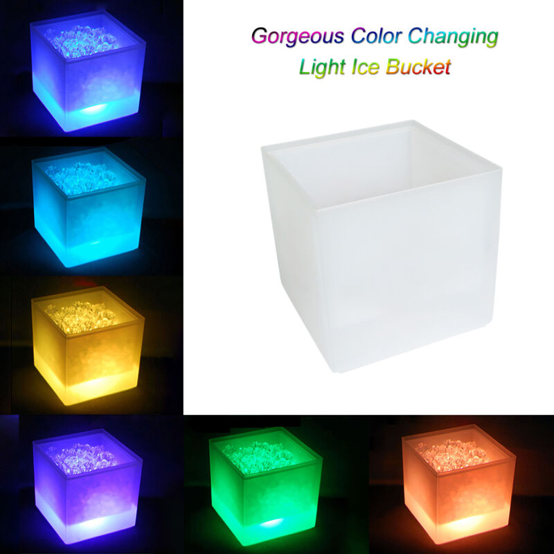 Seau à glace de conception carrée de lumière de dégradé coloré de LED de grande capacité de 3.5L IP65 imperméable portatif