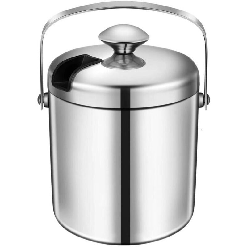 Seau à glace en acier inoxydable de qualité supérieure 1,3 l – Passe au lave-vaisselle – Double paroi – Avec couvercle et pince – Pour bar, fêtes