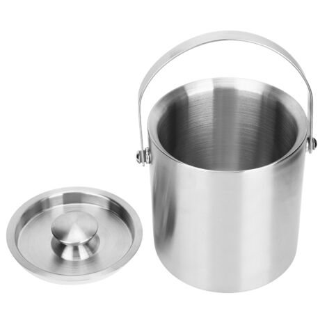 Seau à glace isotherme en acier inoxydable 2L double paroi avec couvercle pour fêtes, bar, vin rouge
